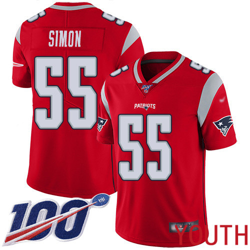 New England Patriots Football #55 100th Season Inverted Legend Limited Red Youth John Simon NFL Jersey->women nfl jersey->Women Jersey